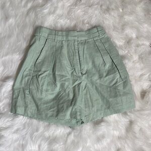 NWT Abercrombie & Fitch Shorts Womens XS Sage Green Linen Pleated Preppy Chic